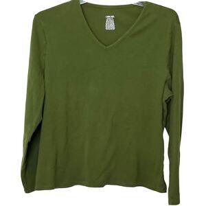 CHEROKEE LONG SLEEVE V-NECK KNIT TOP, WOMENS, XXL, GREEN, FALL-WINTER